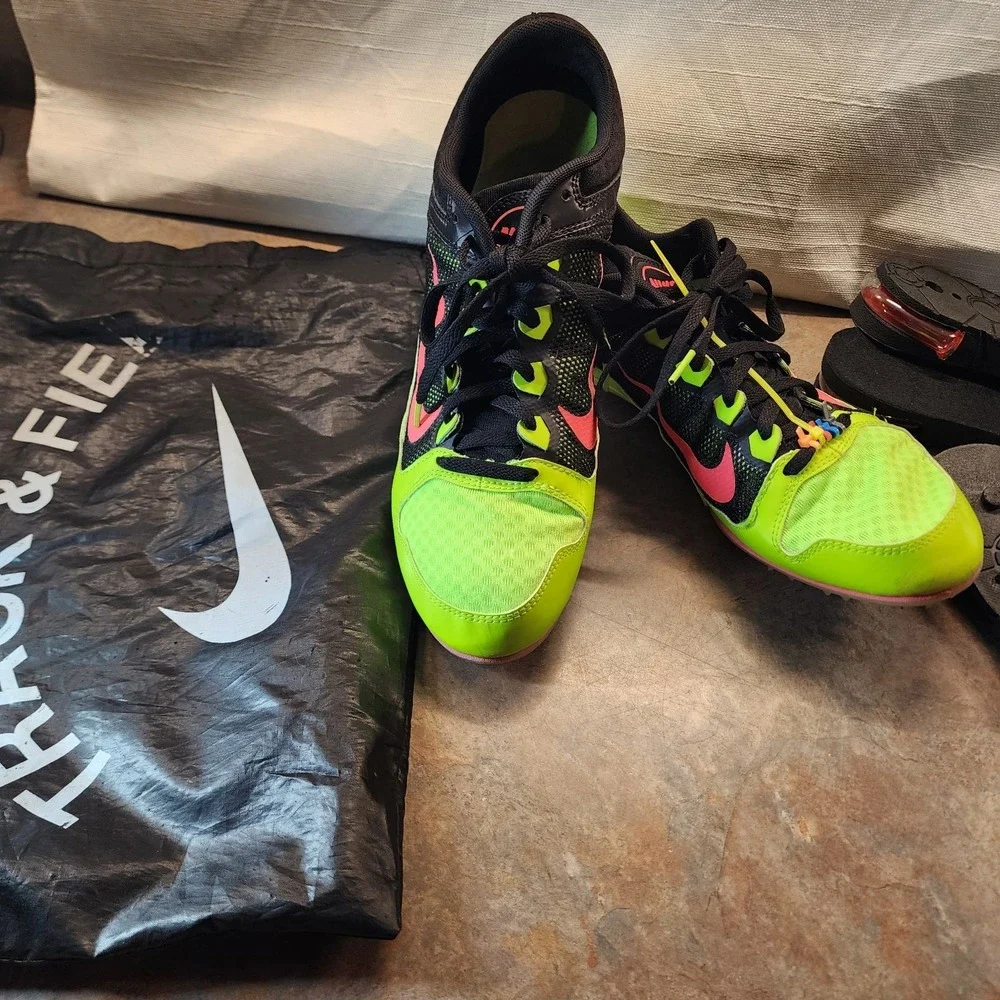 Nike Zoom Rival MD Mens Size 11 Track Field Racing Green Volt + Inserts